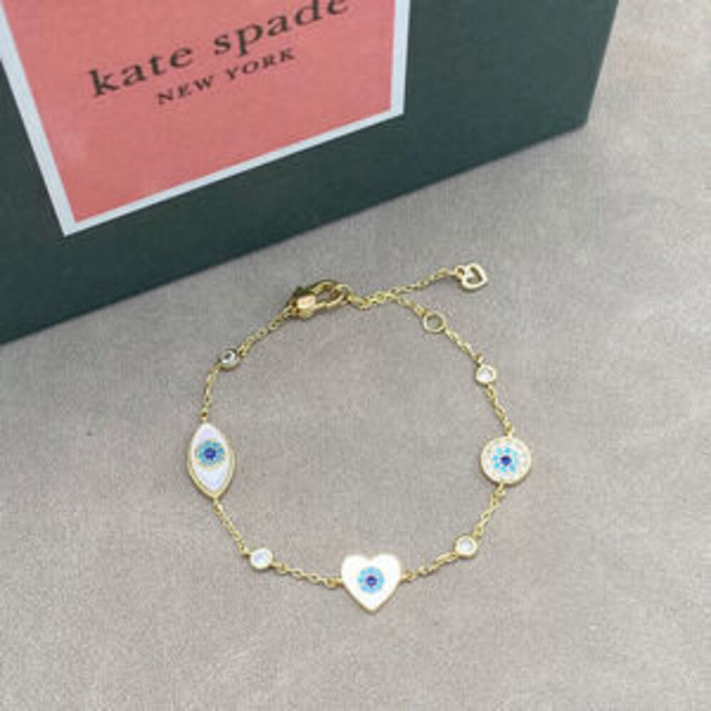 kate spade Copper Evil Eye Mother of Pearl Heart Charm Bracelet